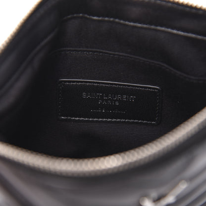 Saint Laurent Calfskin Matelasse Chevron Monogram Pouch Black 6 of 8