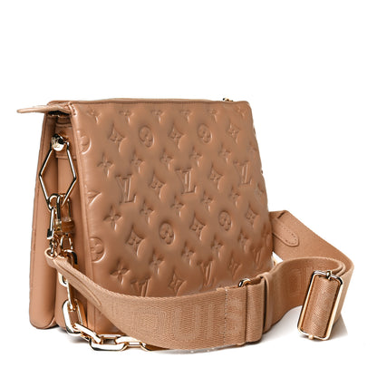 Louis Vuitton Lambskin Embossed Monogram Coussin PM Camel 3 of 14