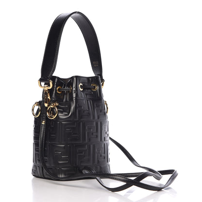 Fendi Vitello Liberty F is Fendi FF 1974 Embossed Mini Mon Tresor Bucket Bag Black 3 of 12
