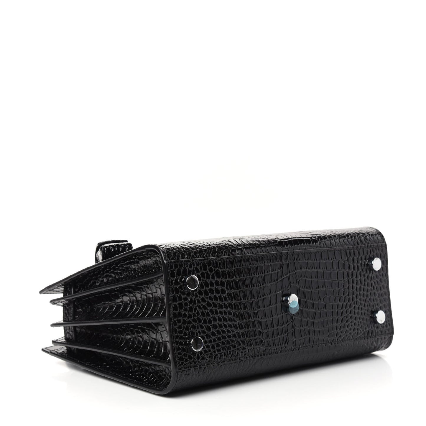 Calfskin Crocodile Embossed Baby Sac De Jour Black