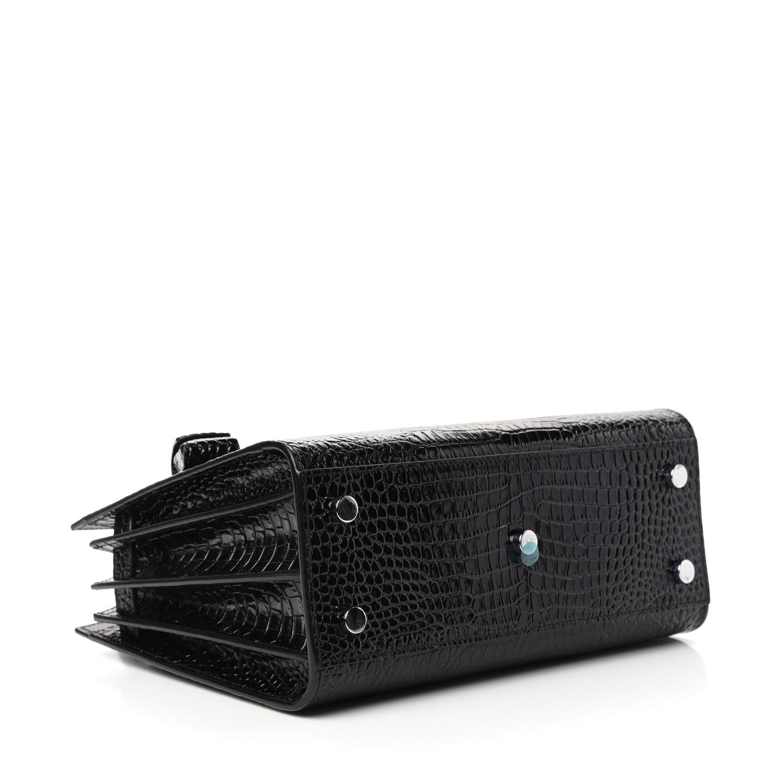 Saint Laurent Calfskin Crocodile Embossed Baby Sac De Jour Black 4 of 10