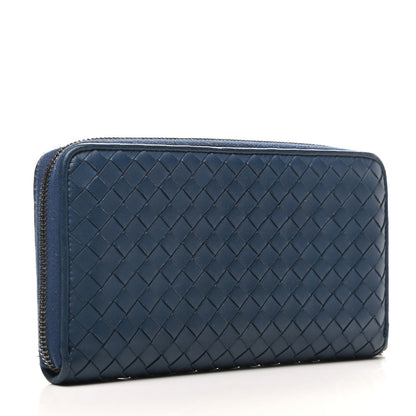 Bottega Veneta Nappa Intrecciato Zip Around Wallet Blue 3 of 8
