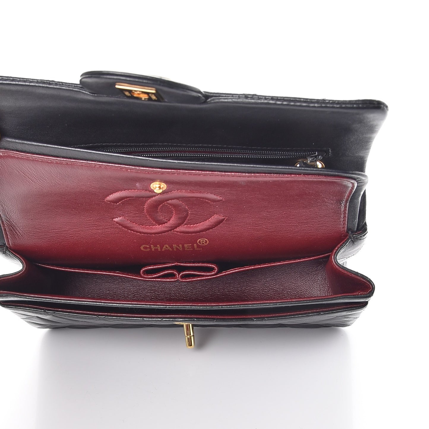 Lambskin Quilted Small Double Flap Black