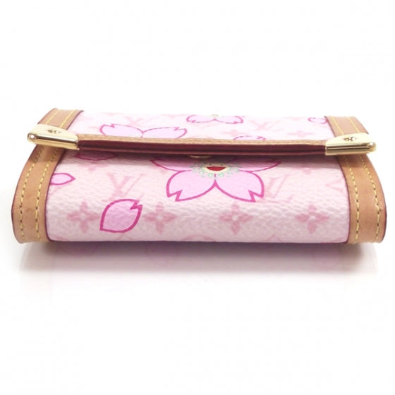 Louis Vuitton Monogram Cherry Blossom Porte-Monnaie Plat Coin Purse Pink 4 of 7