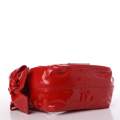 Valentino Garavani Patent Lacca Small Nuage Bow Hobo Red 4 of 10