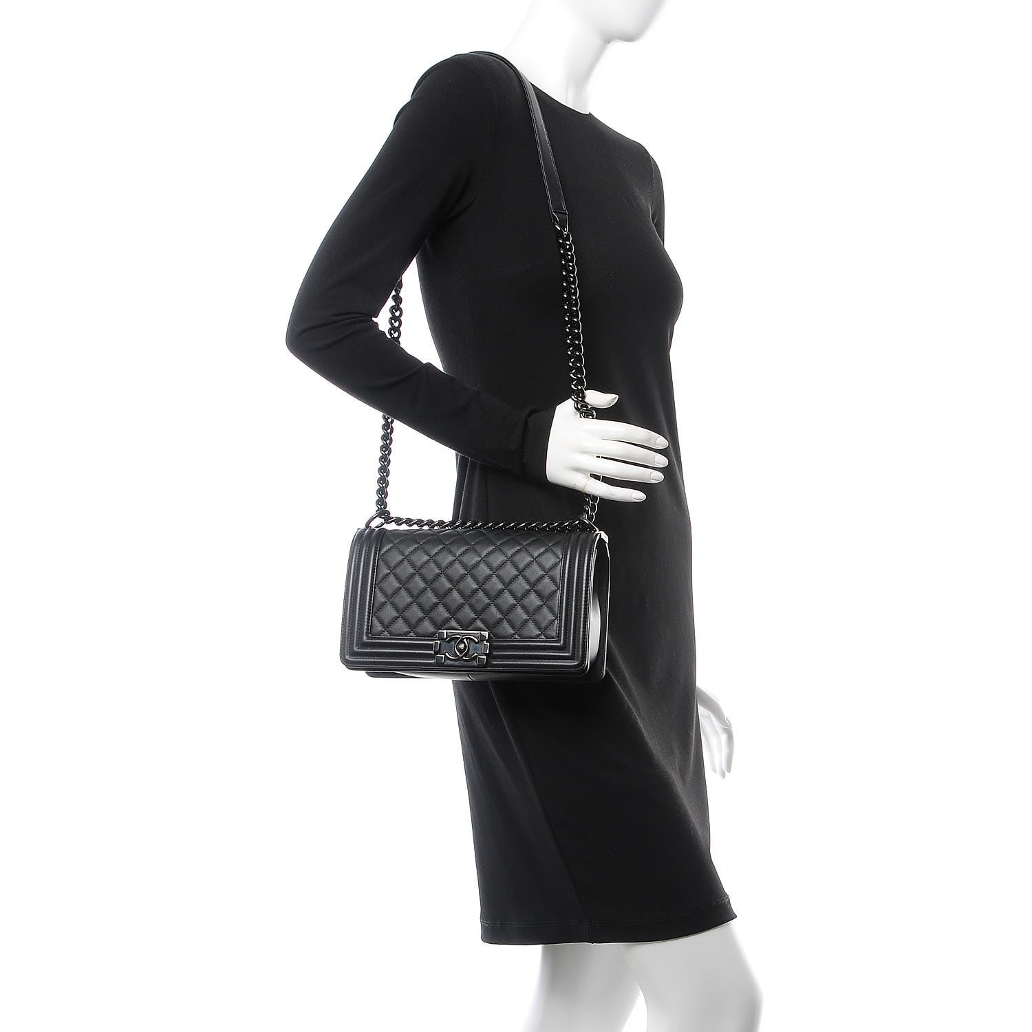Chanel Calfskin Quilted Medium Boy Flap So Black 2 of 8