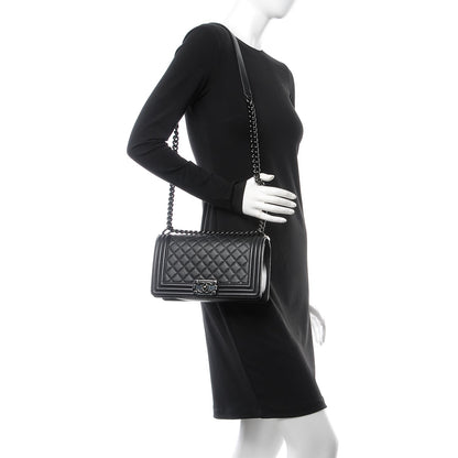 Chanel Calfskin Quilted Medium Boy Flap So Black 2 of 8
