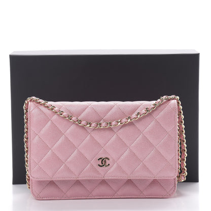 Chanel Iridescent Caviar Quilted Wallet on Chain WOC Pink 11 of 11