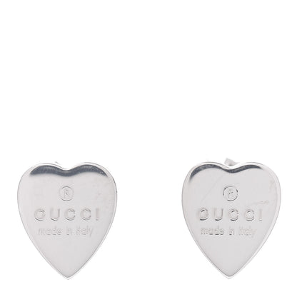 Gucci Sterling Silver Trademark Heart Stud Earrings 1 of 4