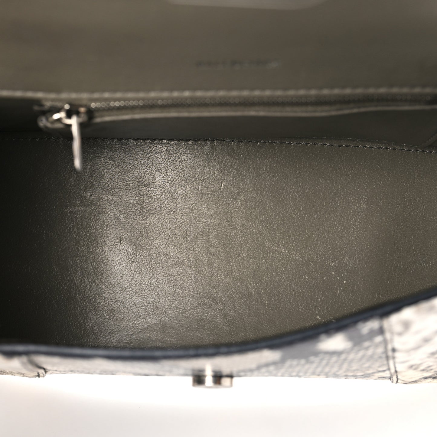 Calfskin Snake Effect Small Hourglass Top Handle Bag Black White