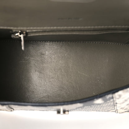 Balenciaga Calfskin Snake Effect Small Hourglass Top Handle Bag Black White 5 of 9