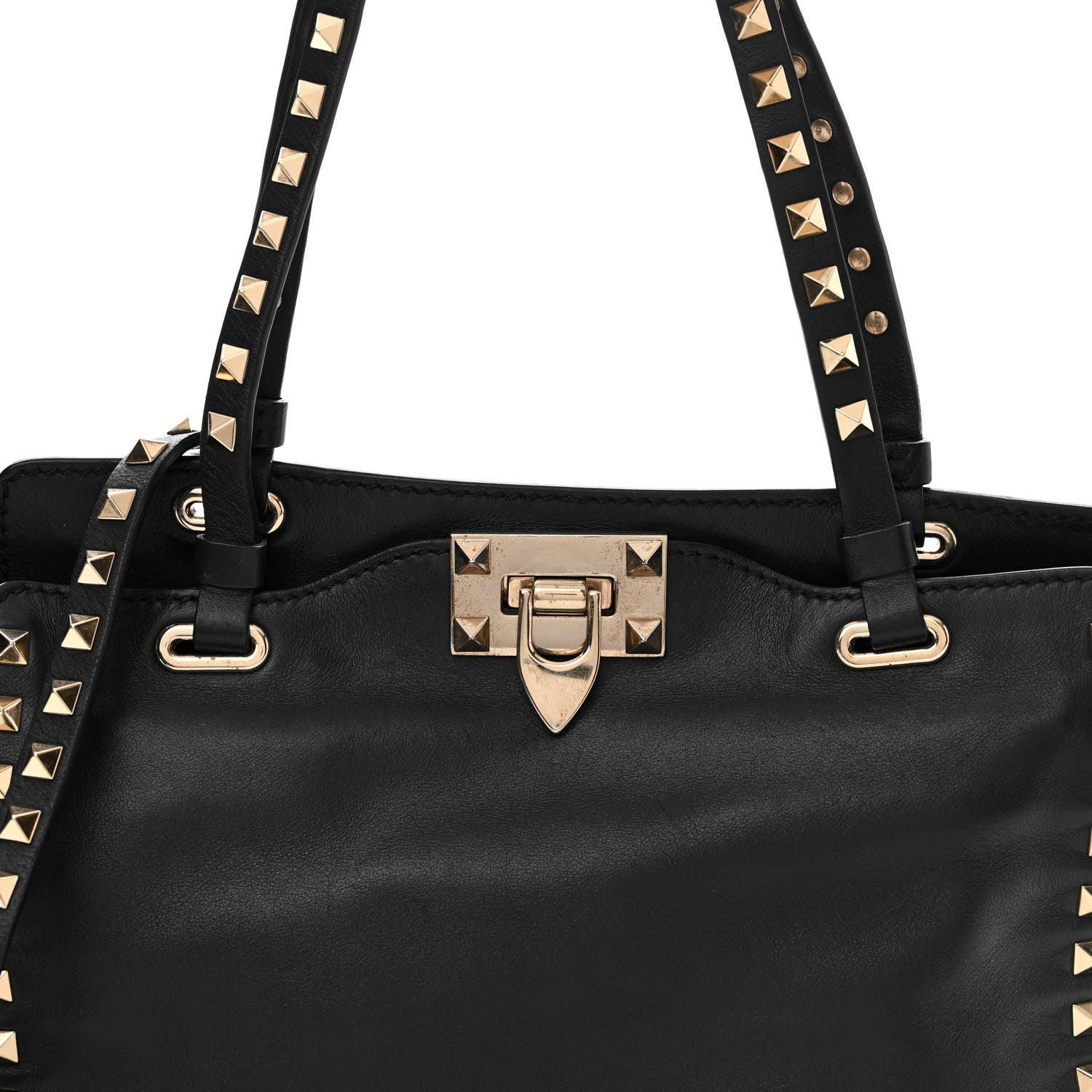 Valentino Garavani Vitello Small Rockstud Tote Black 7 of 10