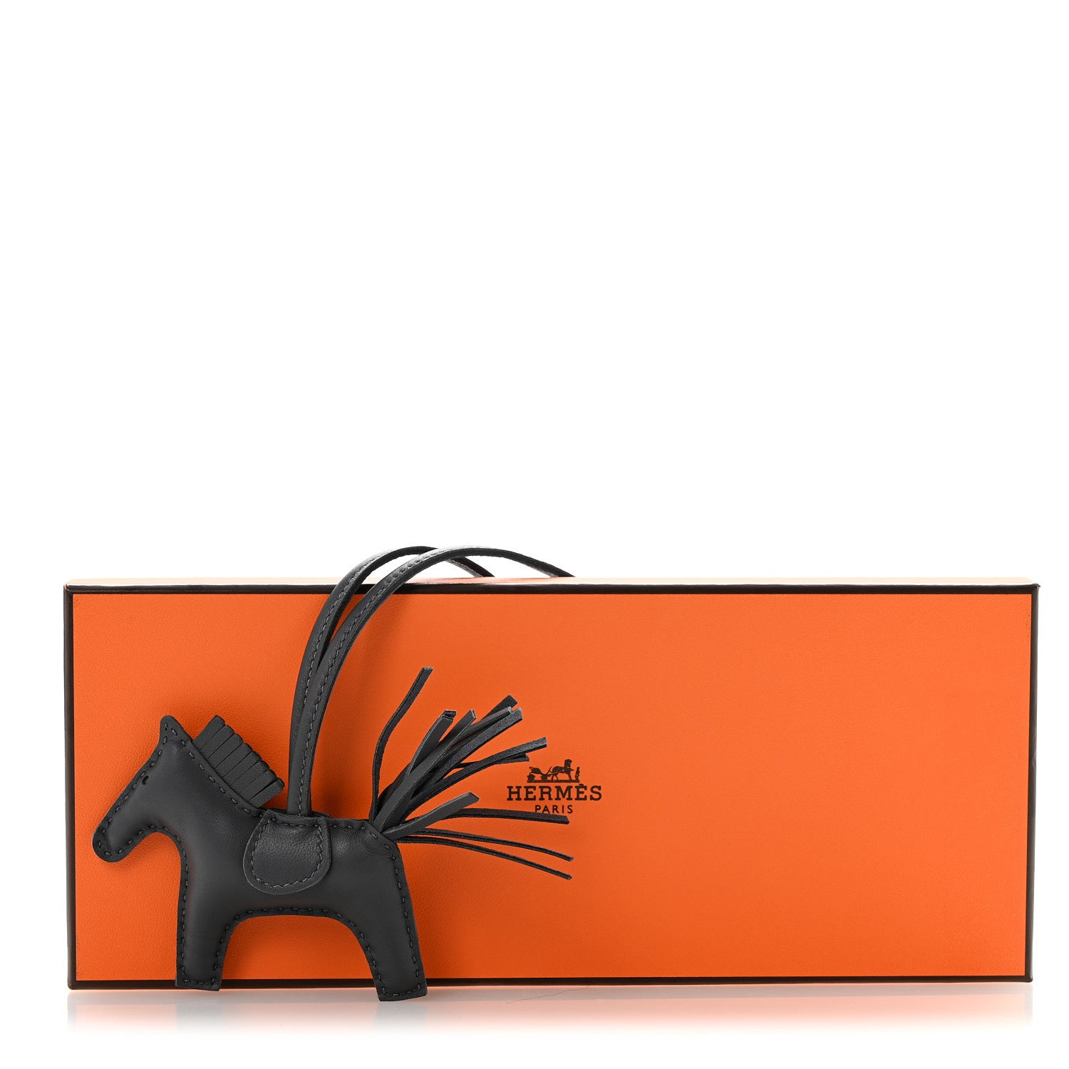 Hermes Milo Lambskin Grigri Rodeo Horse Bag Charm PM Ardoise 4 of 4