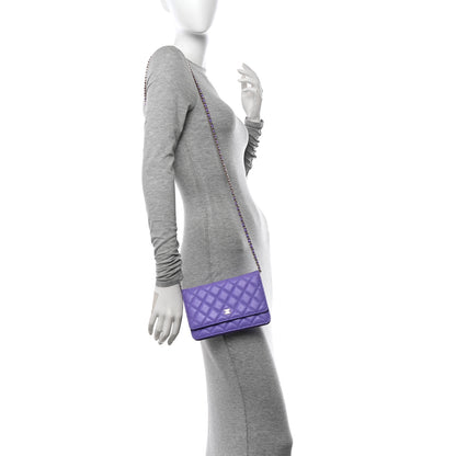 Chanel Caviar Quilted Wallet on Chain WOC Purple 2 of 13