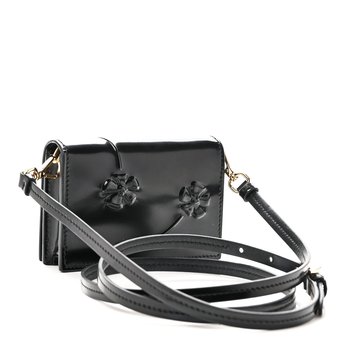 Spazzolato Fior Card Holder With Strap Black