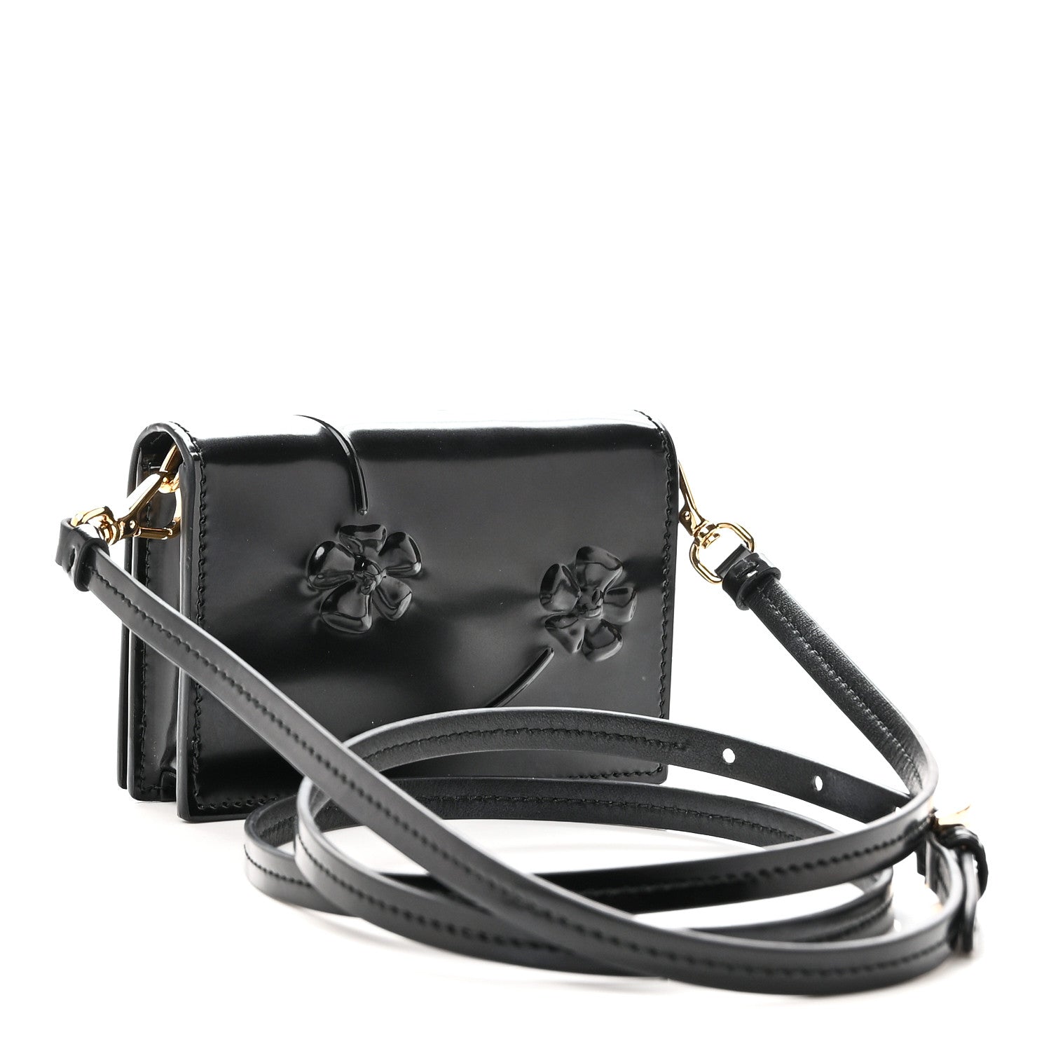 Prada Spazzolato Fior Card Holder With Strap Black 3 of 9