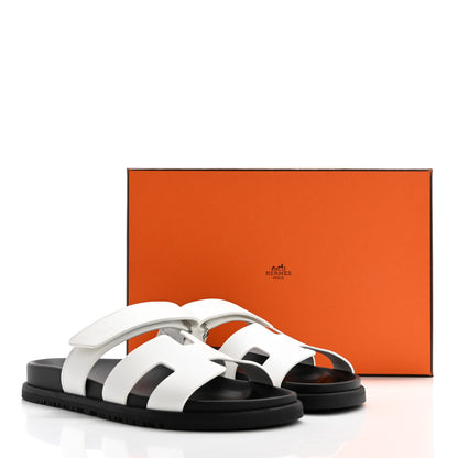 Hermes Calfskin Womens Chypre Sandals 39.5 White 9 of 9