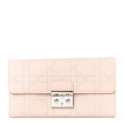 Christian Dior Grained Calfskin Cannage Miss Dior Promenade Chain Wallet Light Pink Yellow 1 of 10