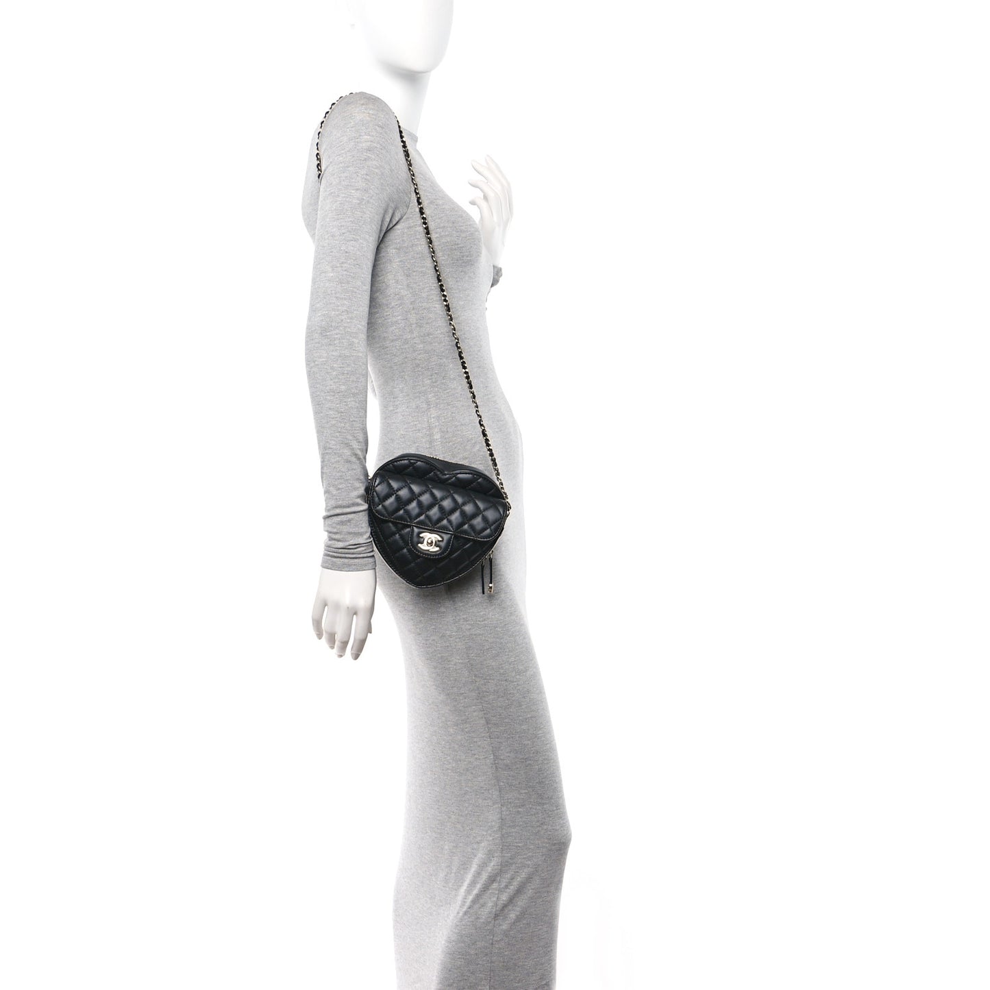 Lambskin Quilted CC In Love Heart Bag Black
