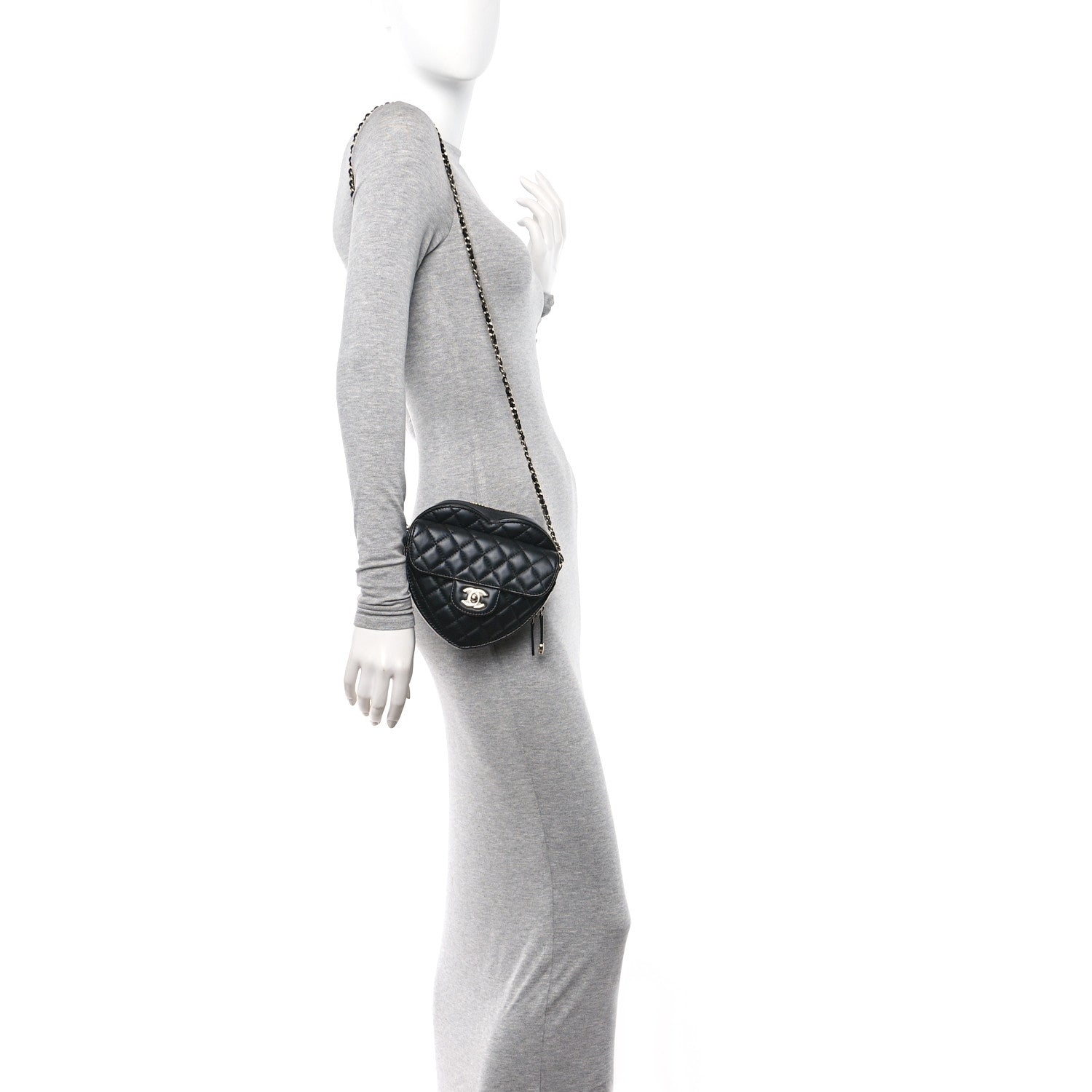 Chanel Lambskin Quilted CC In Love Heart Bag Black 2 of 11