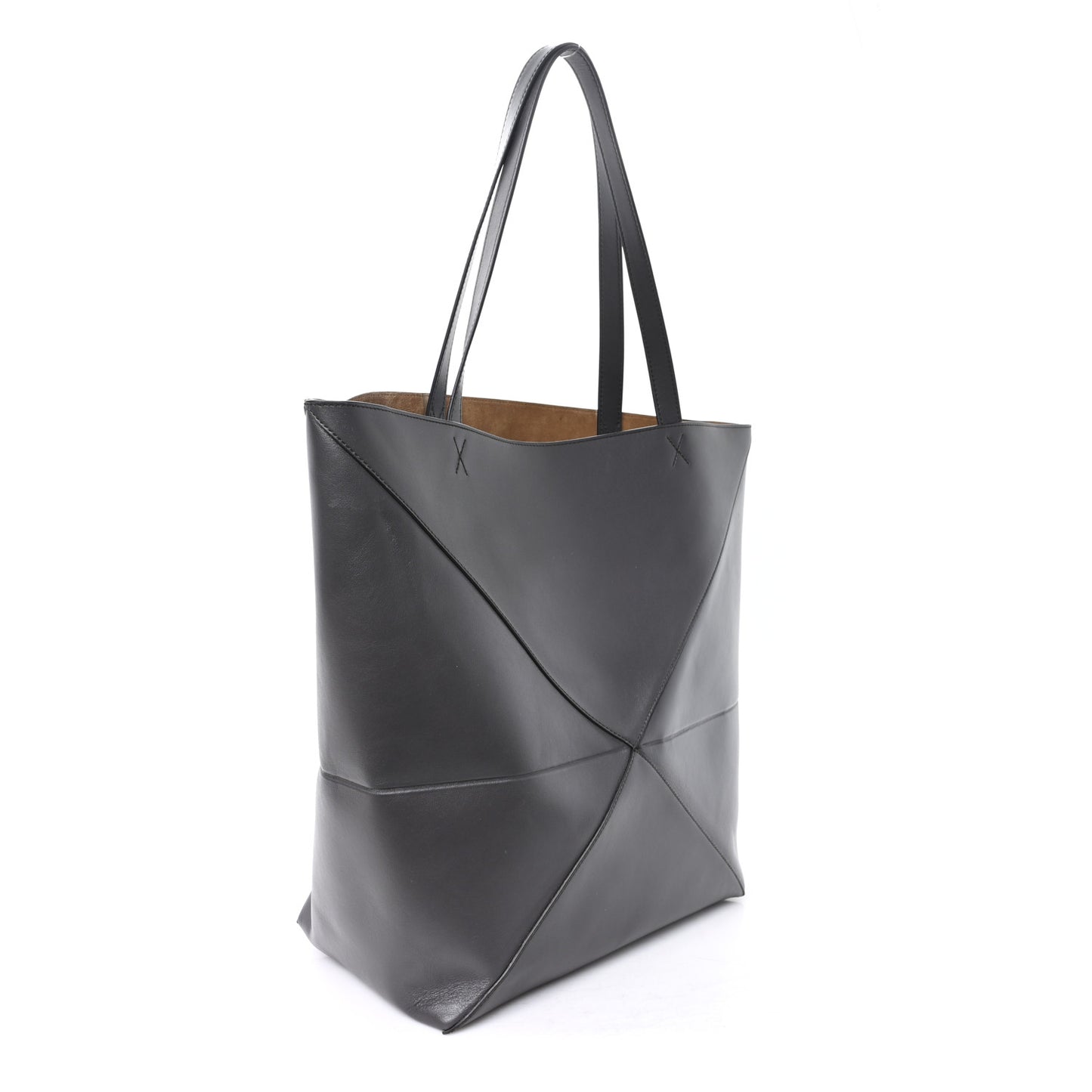 Shiny Calfskin Large Puzzle Fold Tote Dark Grey