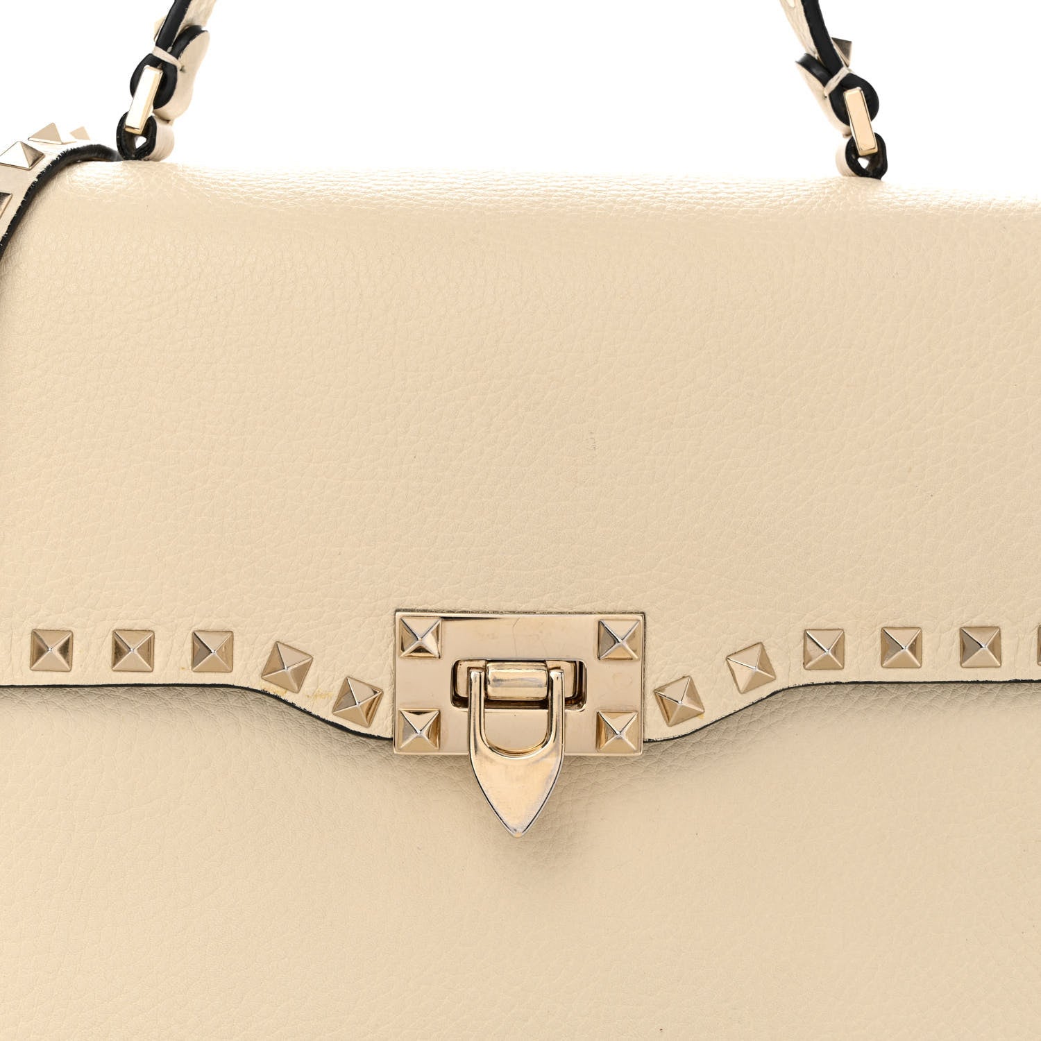 Valentino Garavani Grained Calfskin Rockstud Top Handle Flap Shoulder Bag Light Ivory 7 of 14