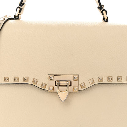 Valentino Garavani Grained Calfskin Rockstud Top Handle Flap Shoulder Bag Light Ivory 7 of 14