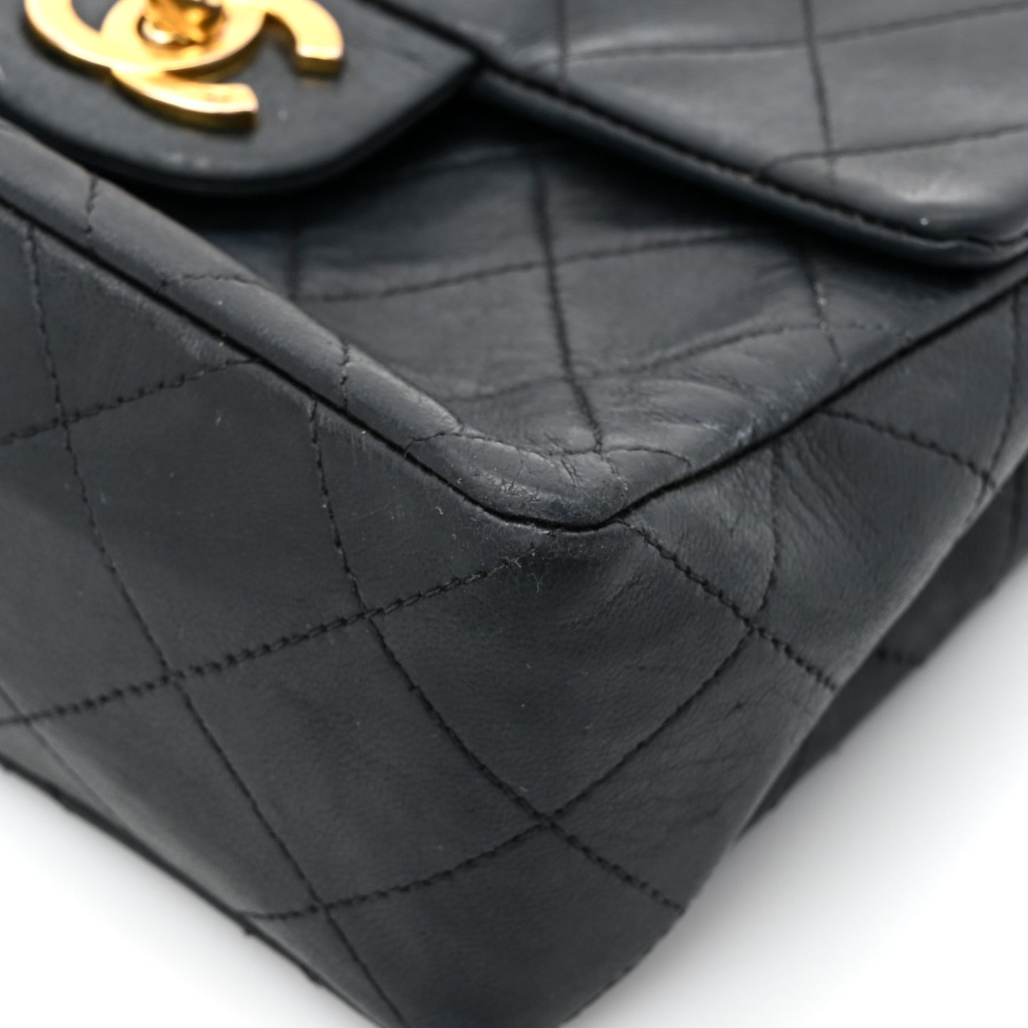 Lambskin Quilted Mini Square Flap Bag Black