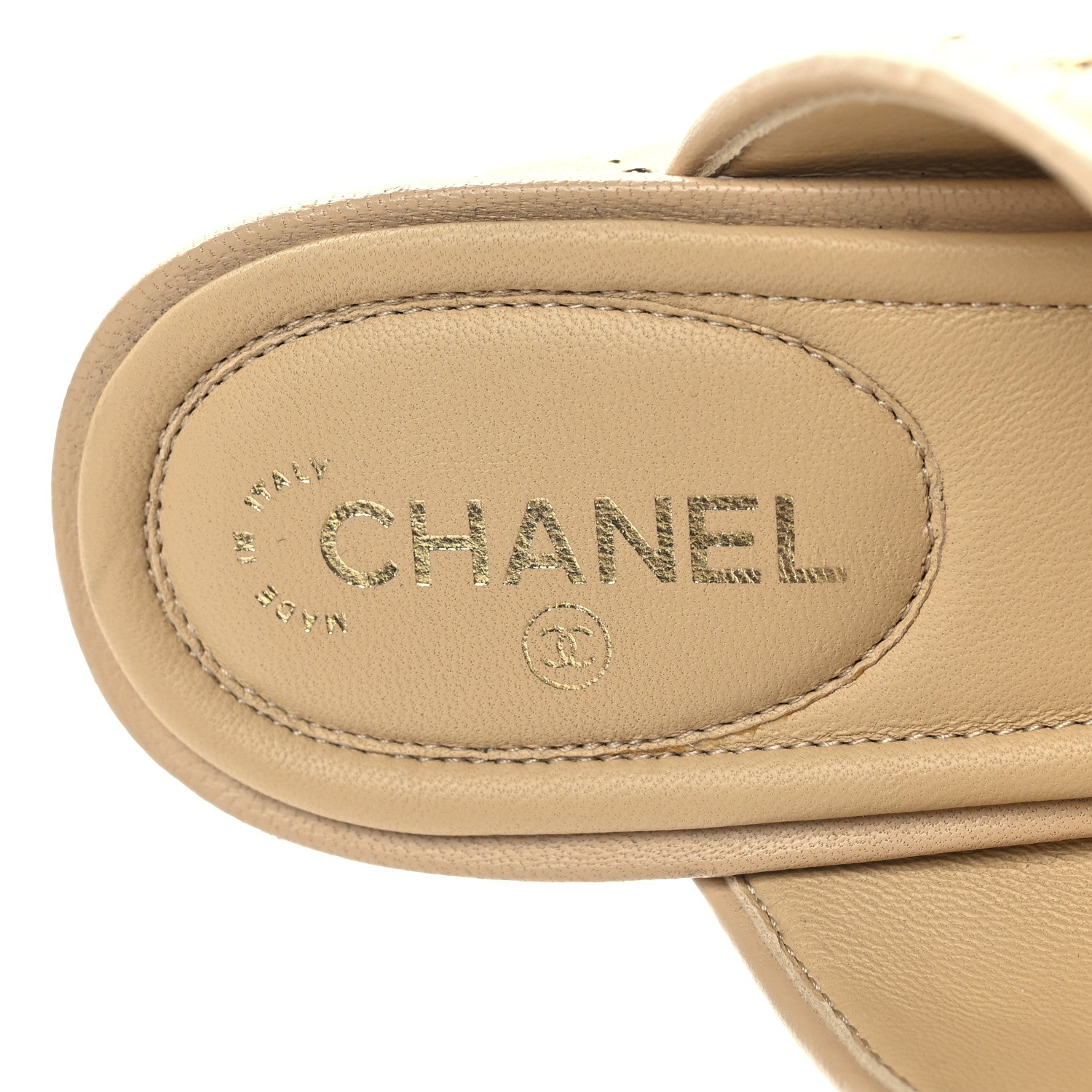Chanel Lambskin Quilted Chain Mule Sandals 38.5 Beige 9 of 9