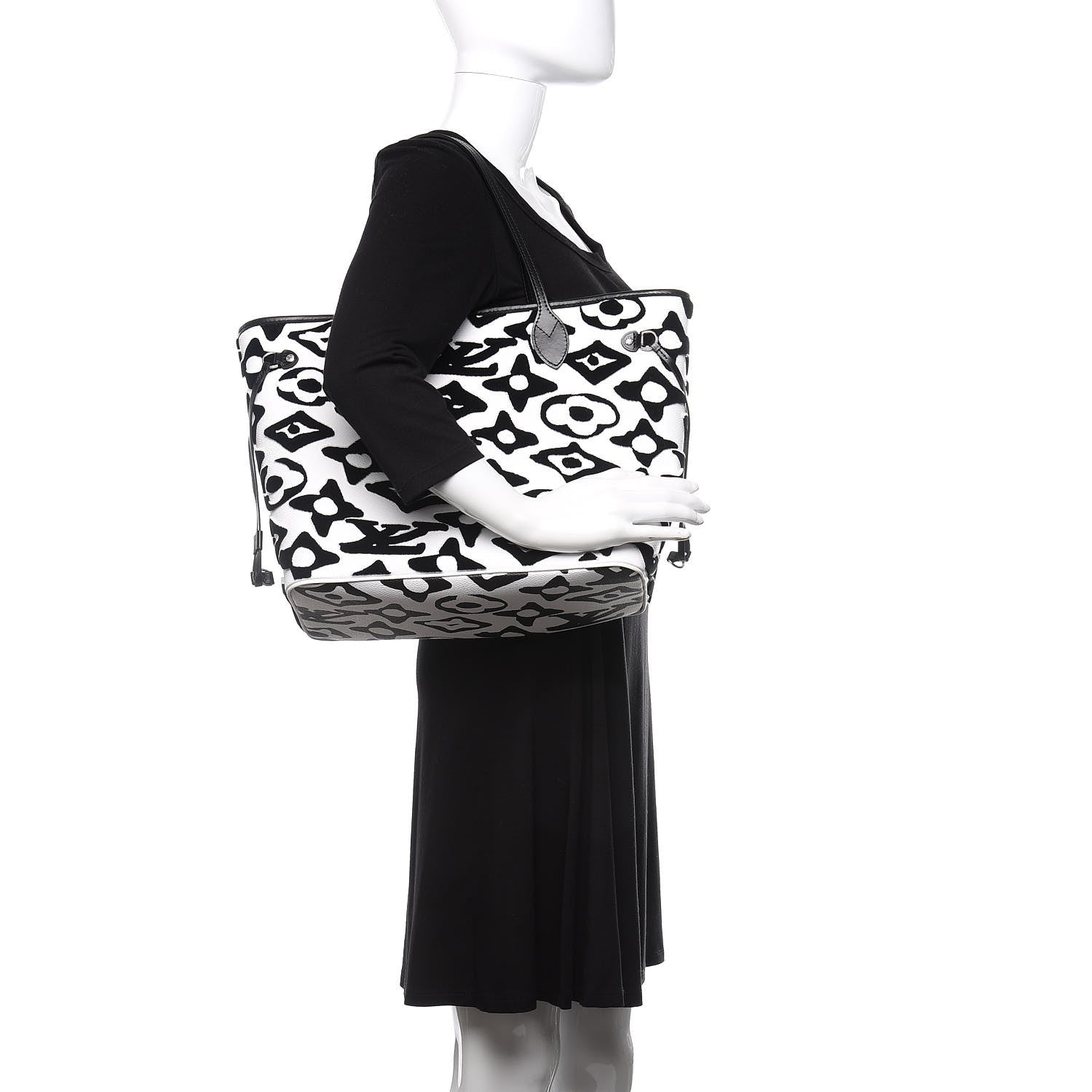 Louis Vuitton X UF Tufted Monogram Neverfull MM Black White 2 of 11
