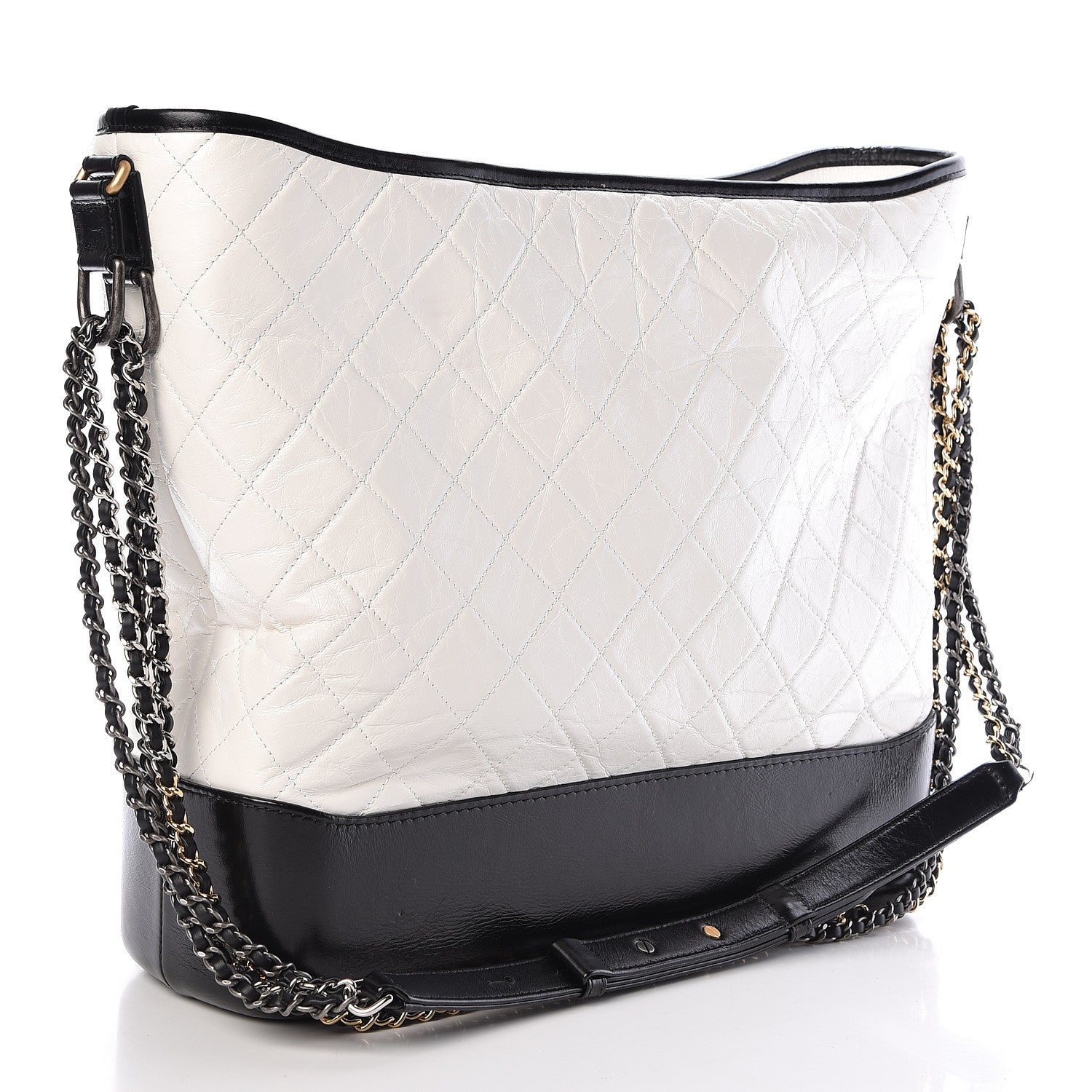 Chanel Aged Calfskin Quilted Maxi Gabrielle Hobo White Black 3 of 11
