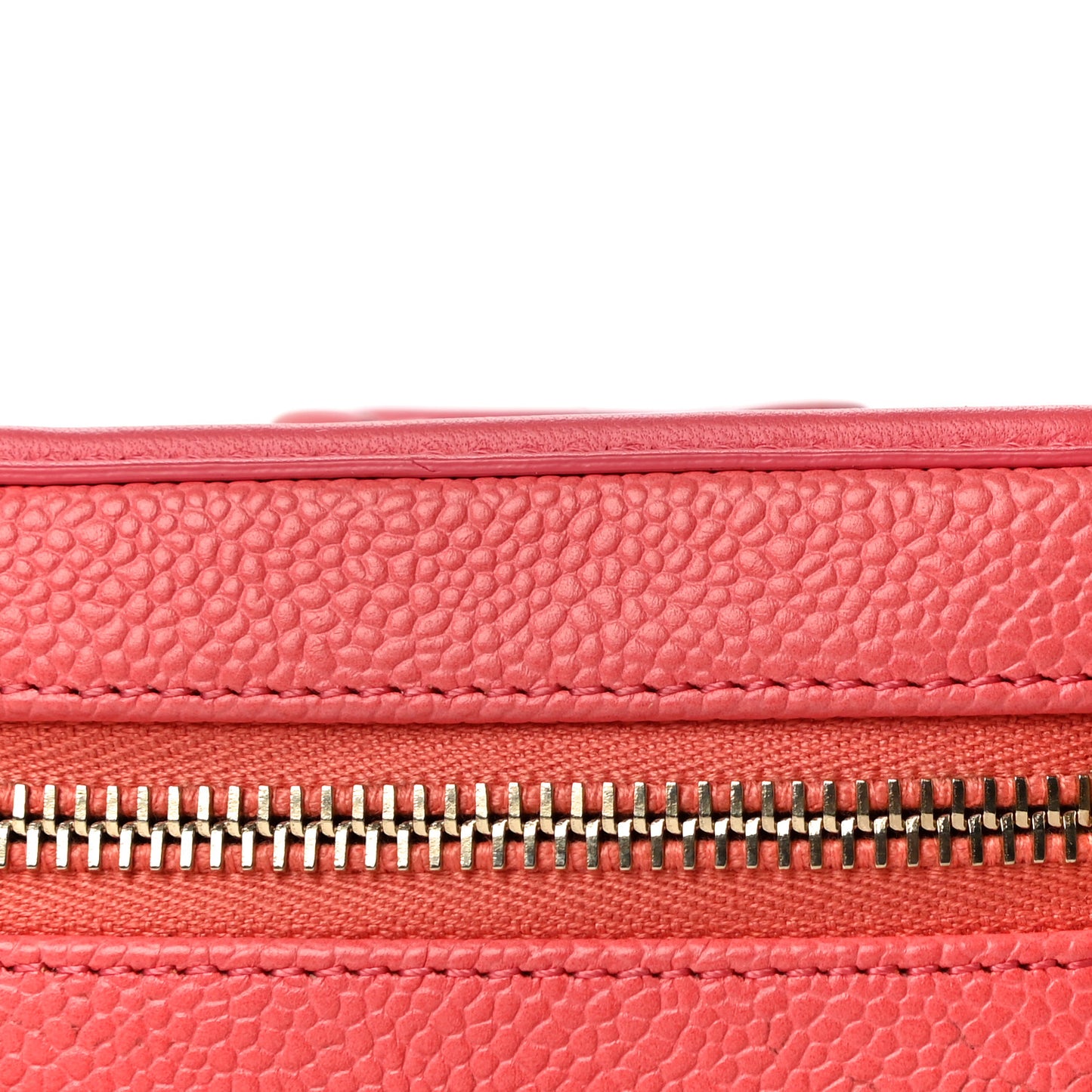 Caviar Quilted Small CC Filigree Vanity Case Coral