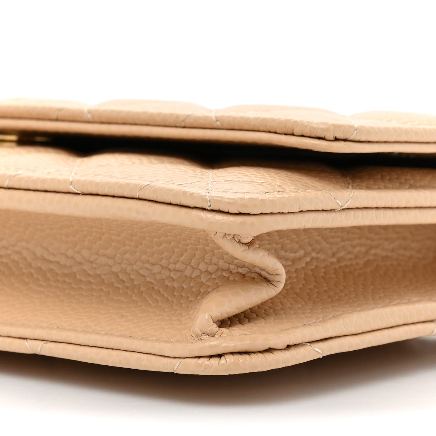 Caviar Quilted Wallet On Chain WOC Beige