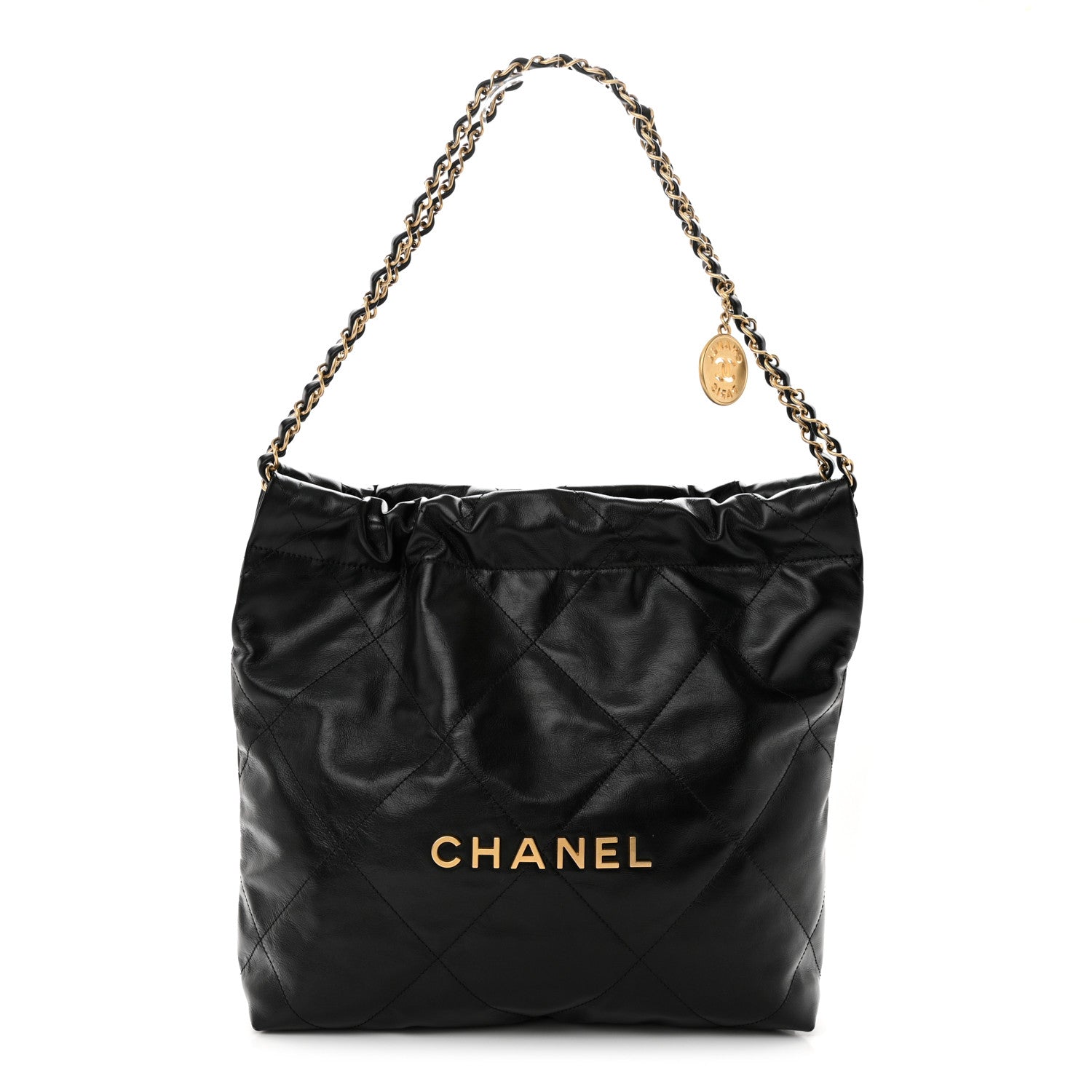 Chanel Shiny Calfskin Quilted Small Chanel 22 Black 1 of 13
