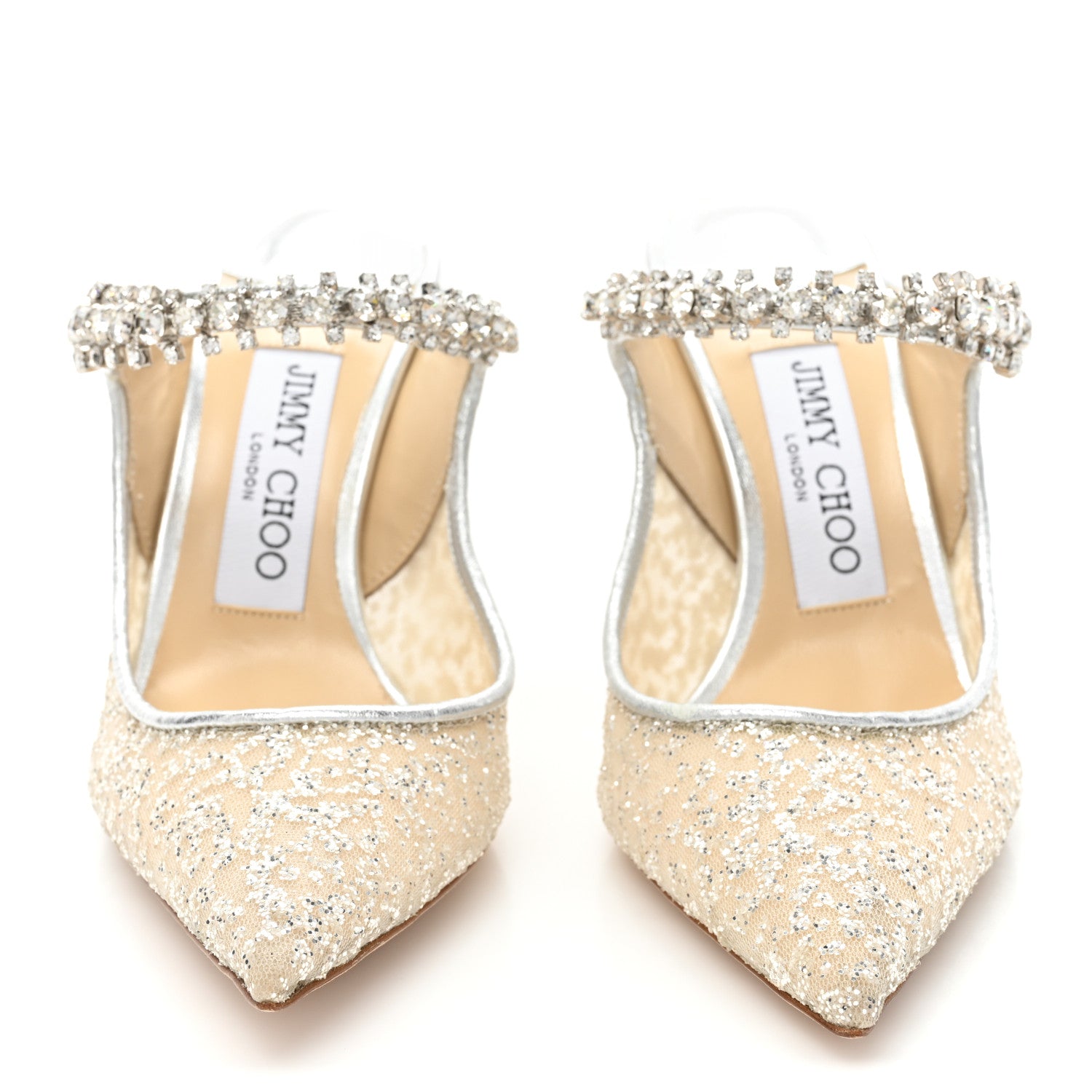 Jimmy Choo Lace Crystal Bing 100 Pumps 35 Ivory 2 of 10
