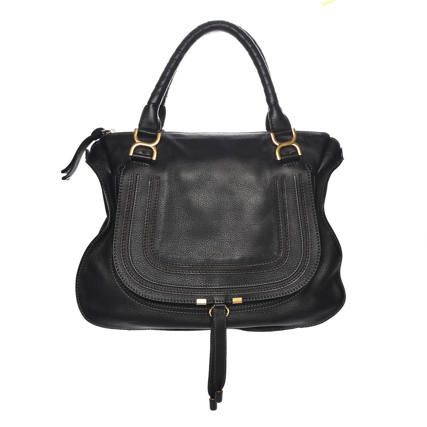 Calfskin Large Marcie Satchel Black
