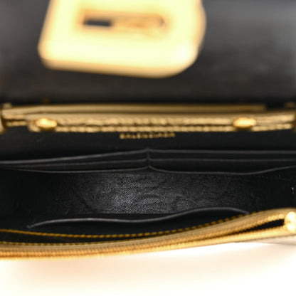 Balenciaga Metallic Calfskin Crocodile Embossed Hourglass Chain Bag Gold 5 of 11