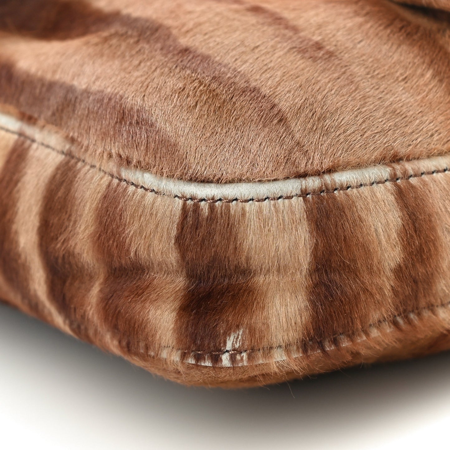 Calf Hair Zebra Print Baguette Brown