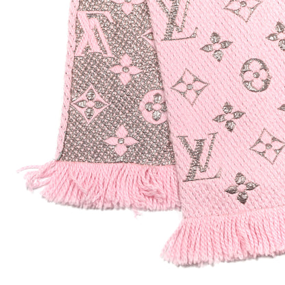 Louis Vuitton Wool Silk Logomania Shine Scarf Pink 4 of 5