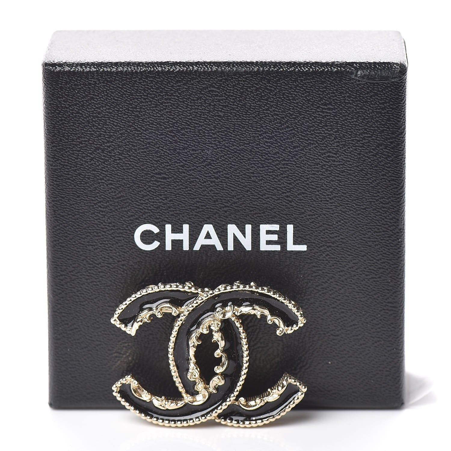 Chanel Enamel CC Baroque Brooch Black Gold 5 of 5