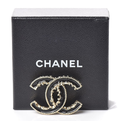 Chanel Enamel CC Baroque Brooch Black Gold 5 of 5