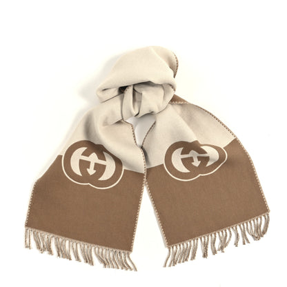 Gucci Wool Cashmere Interlocking G Scarf Ivory Beige 1 of 3