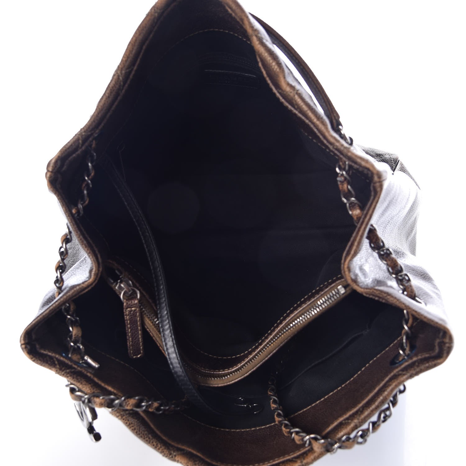 Chanel Iridescent Caviar Quilted Tall Chic Shopping Tote Dark Gold 5 of 12