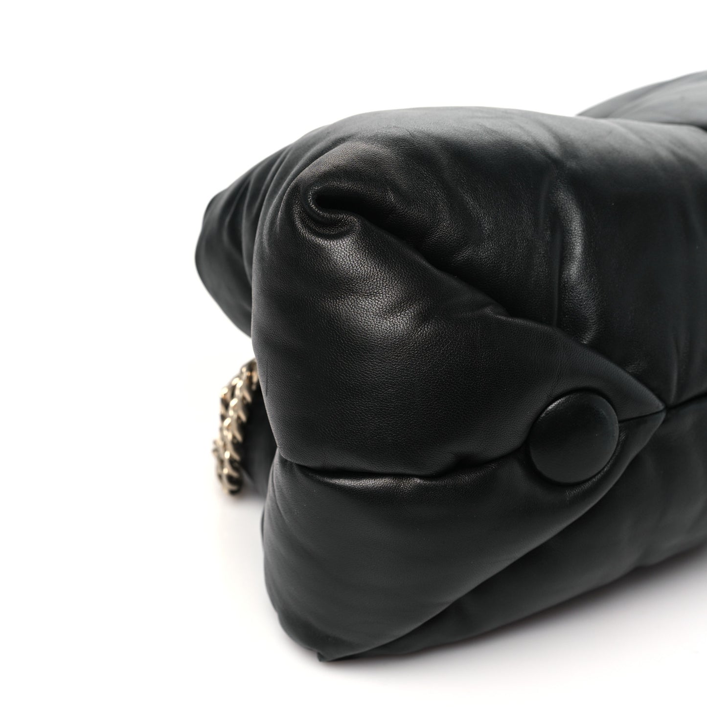 Lambskin Puffy Tobo Chain Shoulder Bag Black