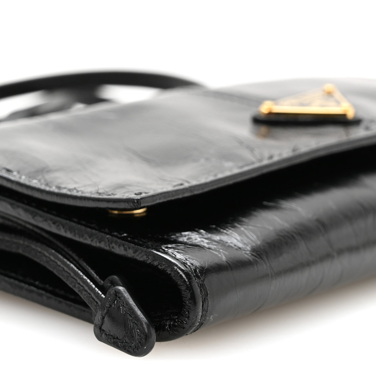 Soft Lux Calfskin Triangle Wallet With Strap Black