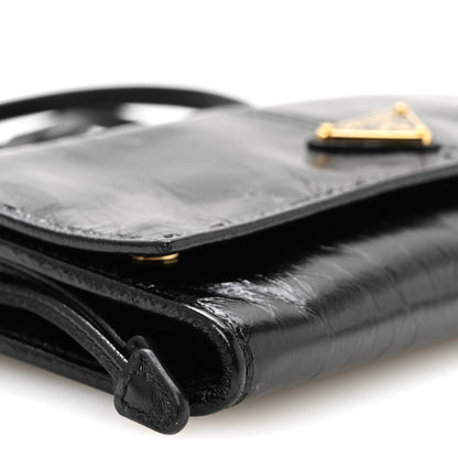 Prada Soft Lux Calfskin Triangle Wallet With Strap Black 7 of 8