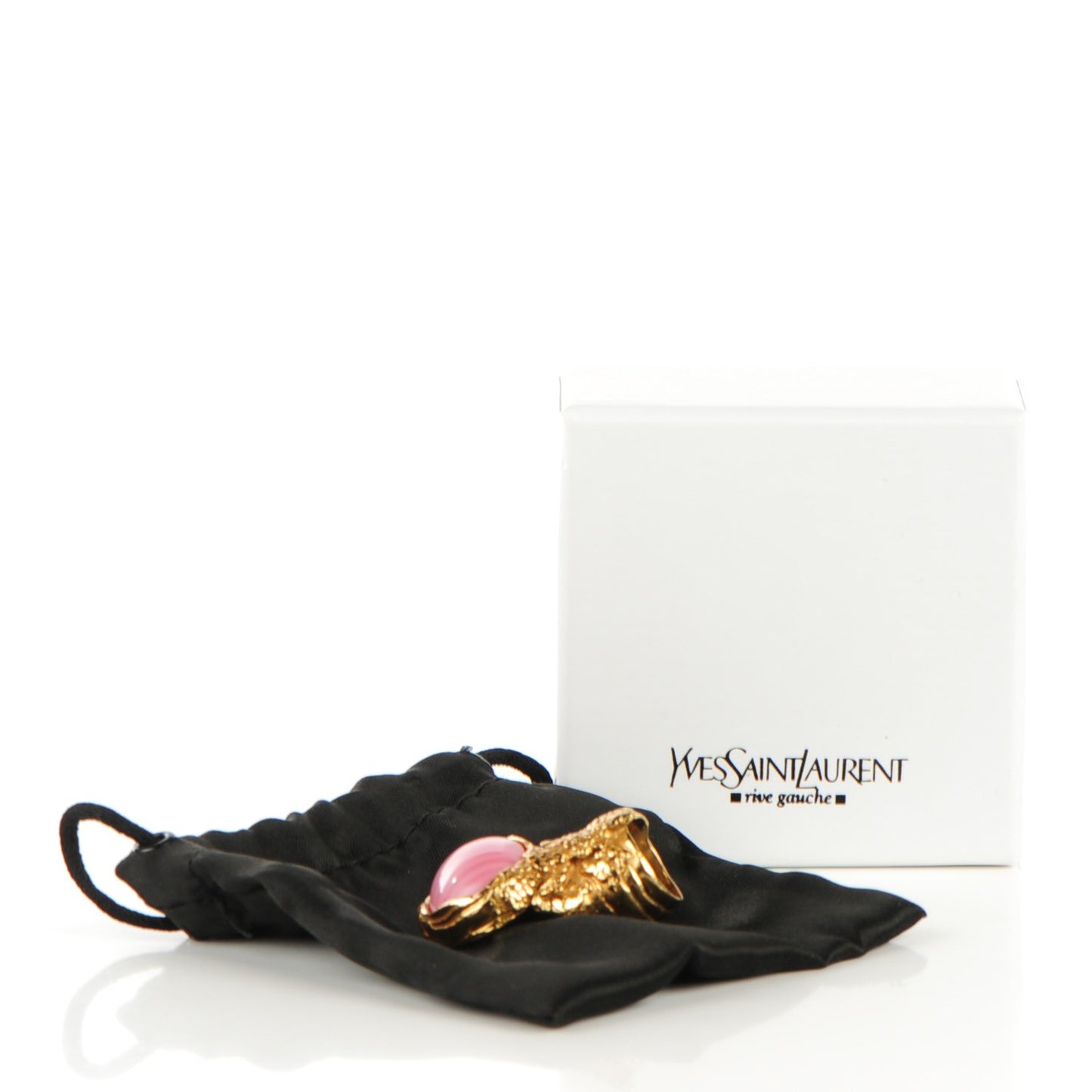 Glass Cabochon Arty Ovale Ring 4.5 Gold Pink