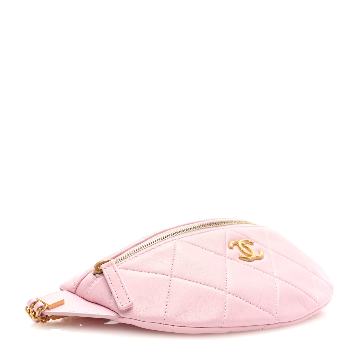Lambskin Enamel Quilted Waist Bag Light Pink