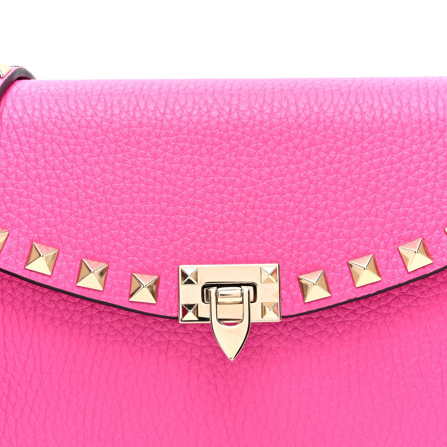 Valentino Garavani Grainy Calfskin Rockstud Flip Lock Wallet With Chain Pink PP 8 of 10