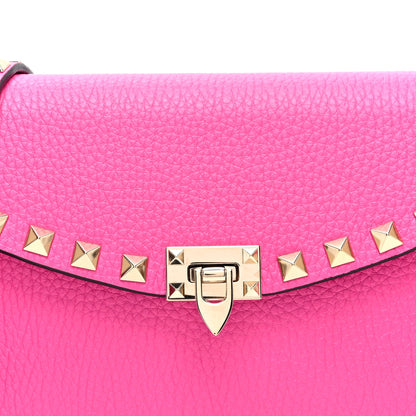 Valentino Garavani Grainy Calfskin Rockstud Flip Lock Wallet With Chain Pink PP 8 of 10